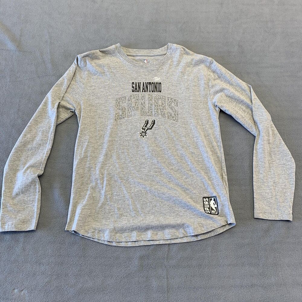 San Antonio Spurs Shirt Boys XL Gray NBA Basketball Long Sleeve Tee Graphic